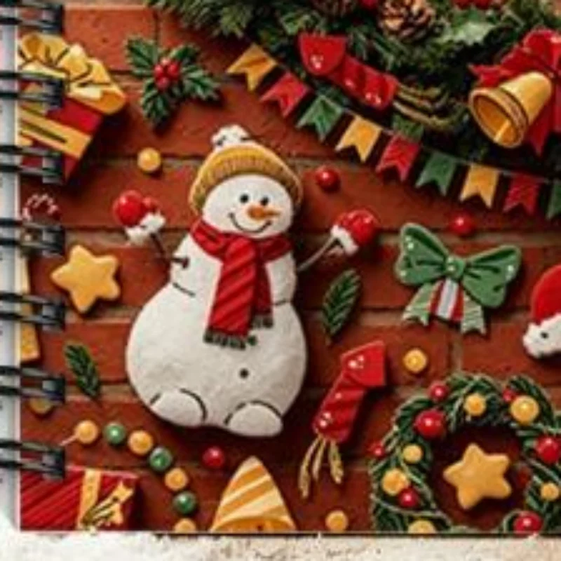 Christmas Spiral Gift Notebook Cute Santa Snowman Patterns Thick Paper for Holiday Planner Journaling Student Office Use