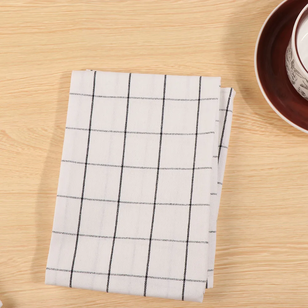 Tea Towel 40x60cm Kitchen Towel Printed Durable Dish Cleaning Cloth Soft Stripe Plaid Table Napkin Kitchen