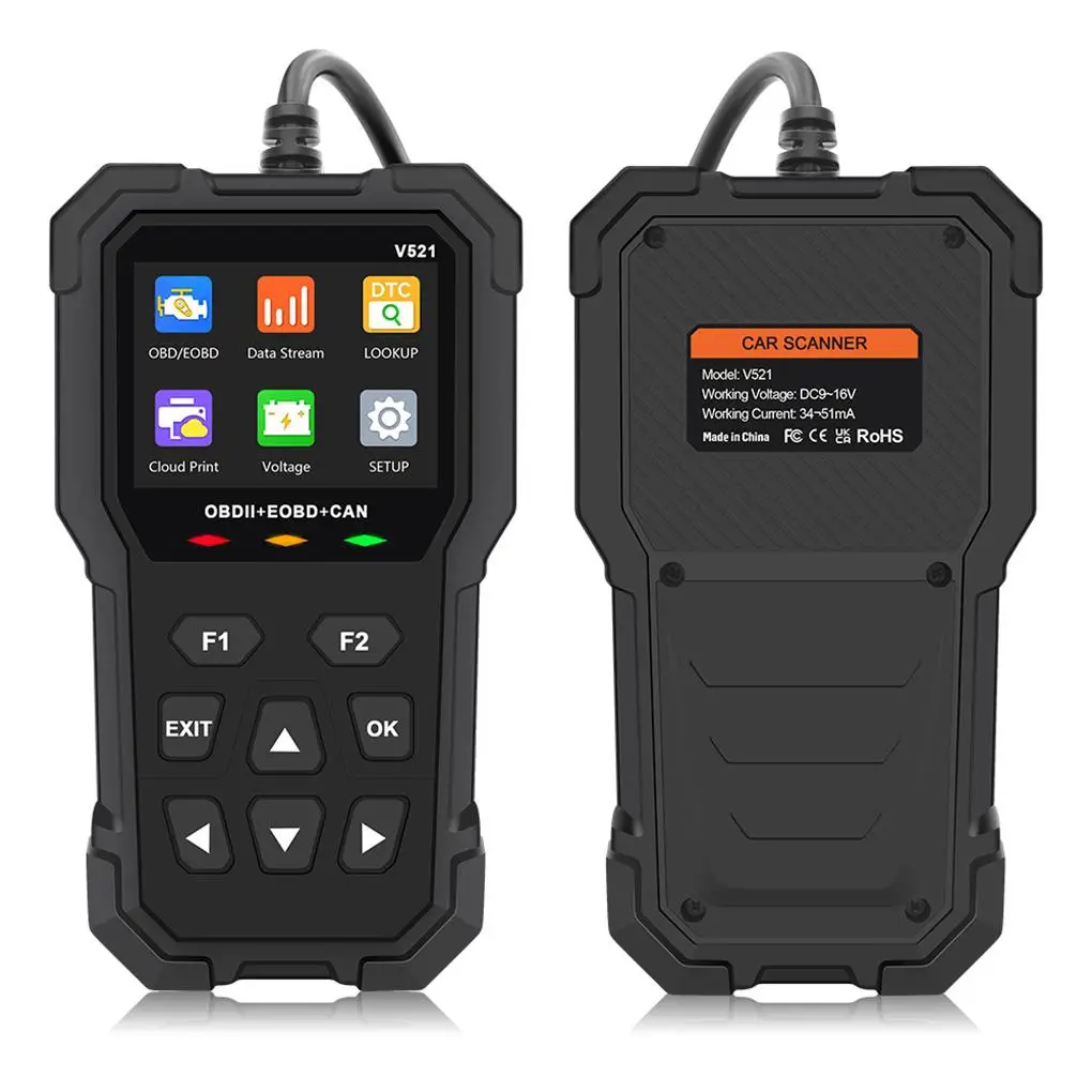 

V521 Car OBD2 Scanner Classic Mode 6 Engine Fault Code Reader OBDII CAN Diagnostic Scan Tool DTC Lookup Data Info