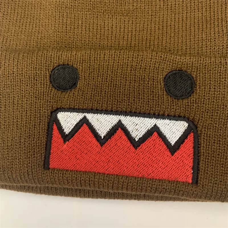 Domo Kun czapka beanie Skullies Gorras jesienno-zimowa czapka z dzianiny dla mężczyzn kobiety Cartoon Anime brązowa czapka