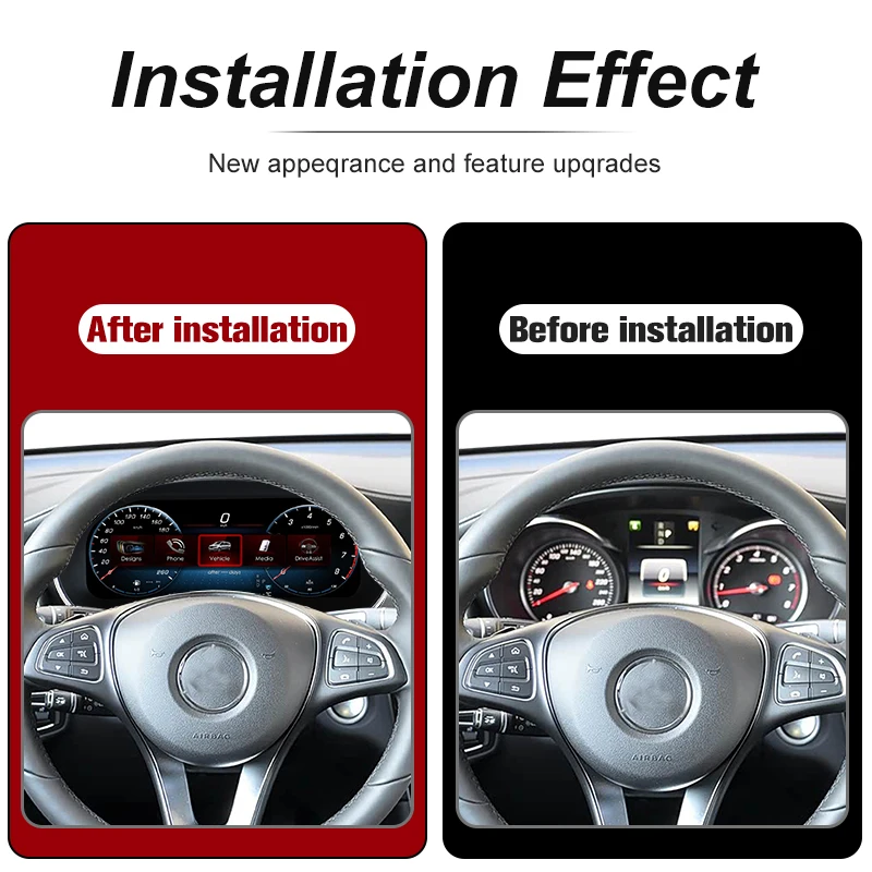 12.3-inch Digital Instrument Cluster For Mercedes-Benz GLC (2016–2020), Featuring In-car LCD Speedometer Display, With Wireless Android Auto CarPlay, LCD Speedometer Display