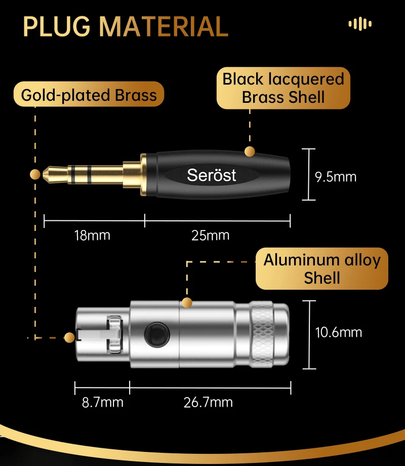 Serost Moon HiFi-Audiokabel aus Einkristallkupfer, 3,5-mm-Aux-Anschluss auf 3-Pin-Mini-XLR-Buchse für Verstärker, Musikplayer und Kopfhörer – Detail 6
