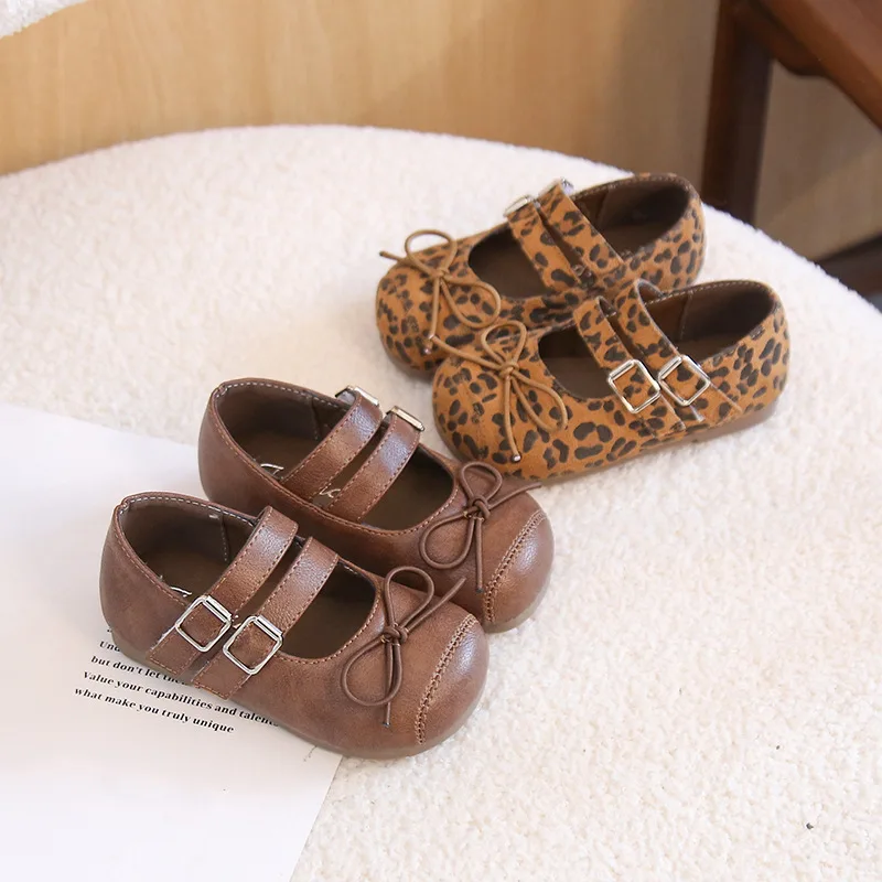 

Kids'Casual Shoes Fashion Bow Solid Color PU Leather Autumn Shoes For Children Anti-slip Breathable Brown Yellow Size 23-34