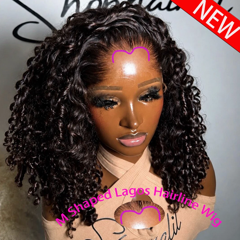 

300/400 Density Lagos Hairline Curly 100% Human Hair 13x6HD Lace Frontal Glueless Wig Pre plucked For Black Women Ready To Wear