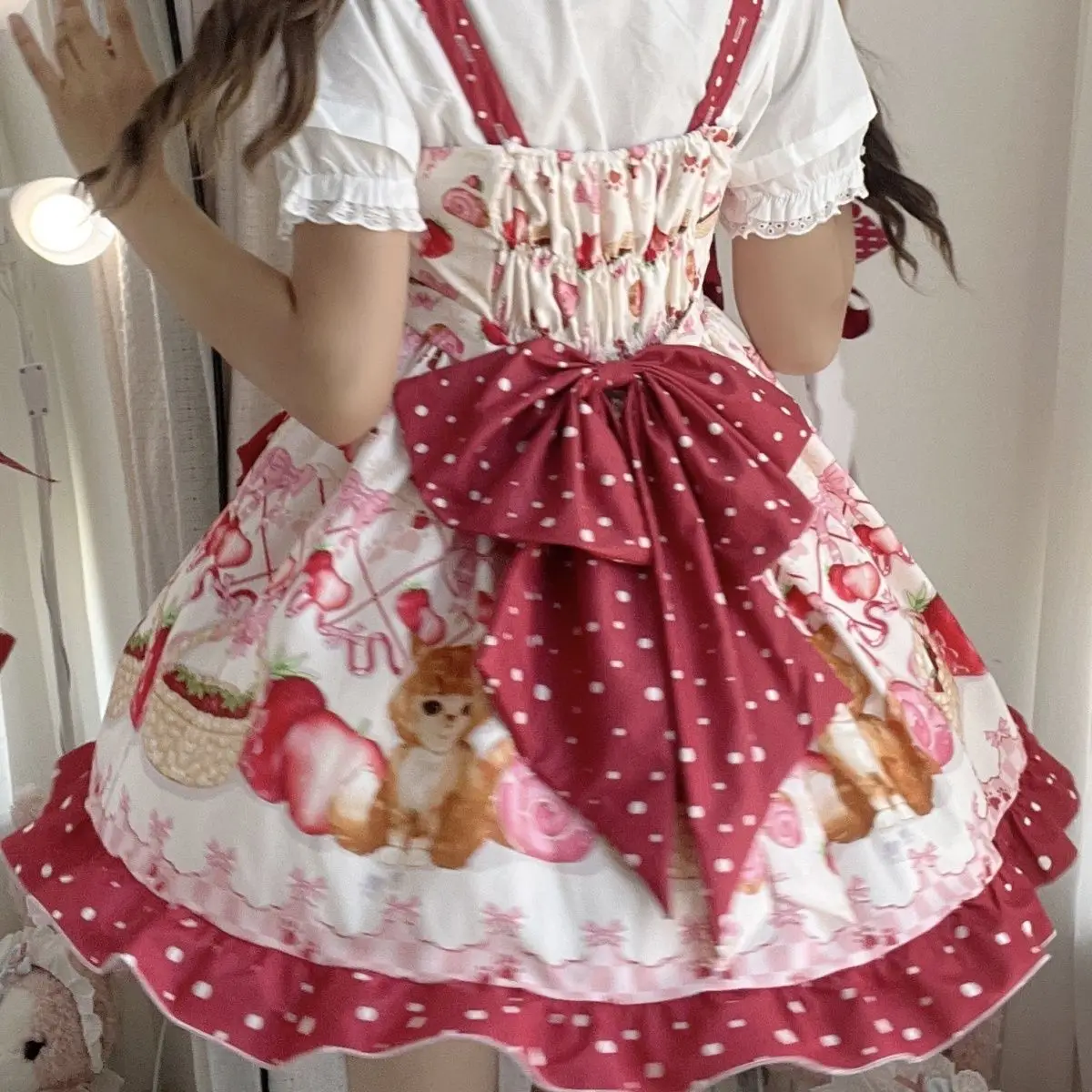 

] Meow Star Sauce~ Original Design Lolita Dress Sweet and Cute Suspender Skirt Jsk Dress
