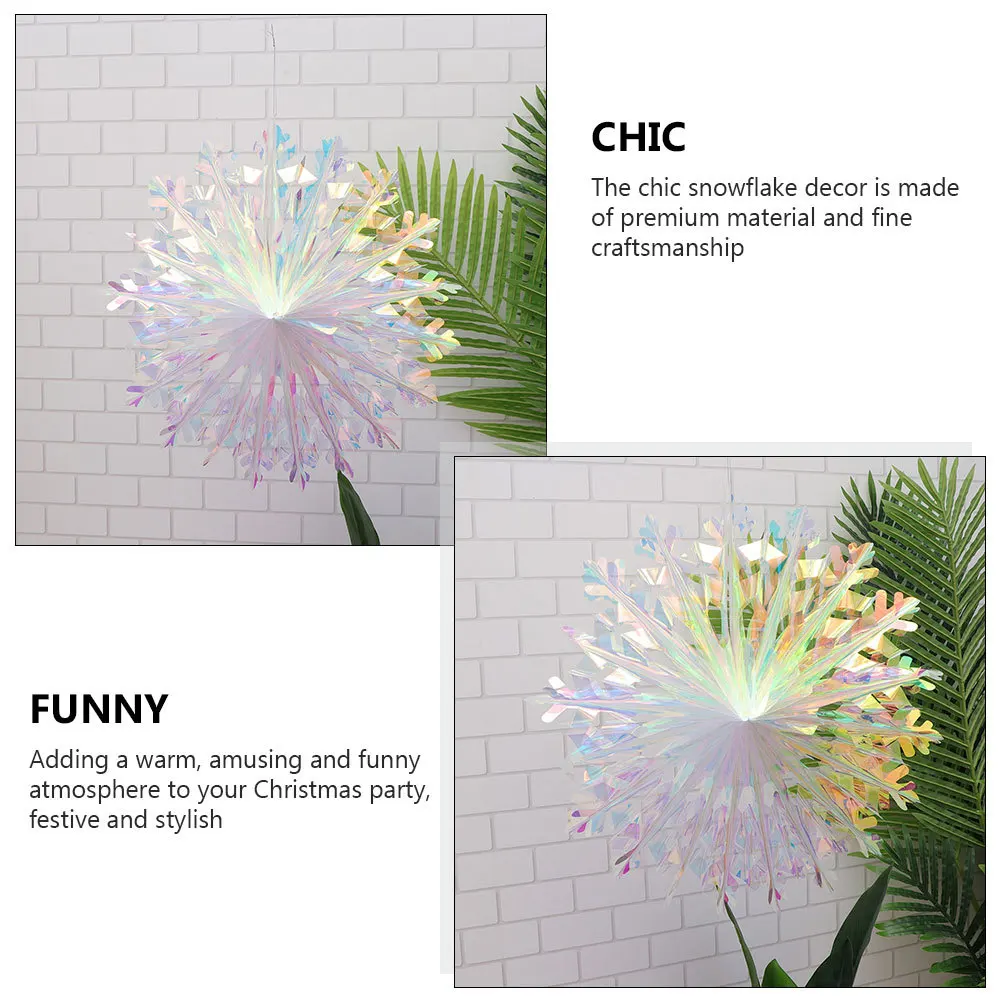 

1Pcs Neon Film Snowflake Ornament Christmas Tree Xmas Hanging Decoration Home Party Scene Pendant Festive Decor