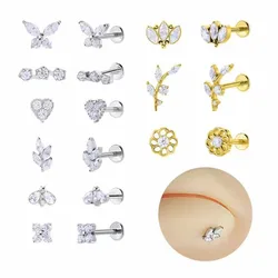10pcs Body  Jewelry -16G G23 Titanium Astm F136 Heart Leaf CZ Lip Labret Ring Bar Lip Piercing Ear Helix Bar Piercing Jewelry
