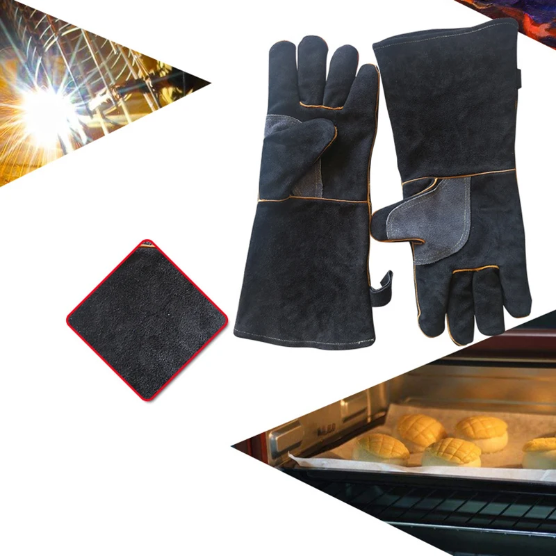 Extreme Fire And Heat Resistant Gloves Leather With Kevlar Stitching For Fireplace, Stove, Oven, Grill, Welding, Barbecue,