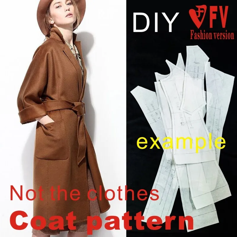 Big-name women's double-sided woolen coat pattern casual design sense coat 1:1 clothing cutting drawing BFY-204