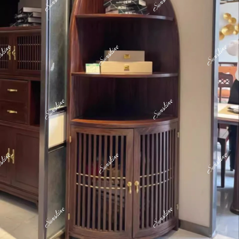 Light luxury new Chinese living room triangular decoration home corner wall storage cabinet