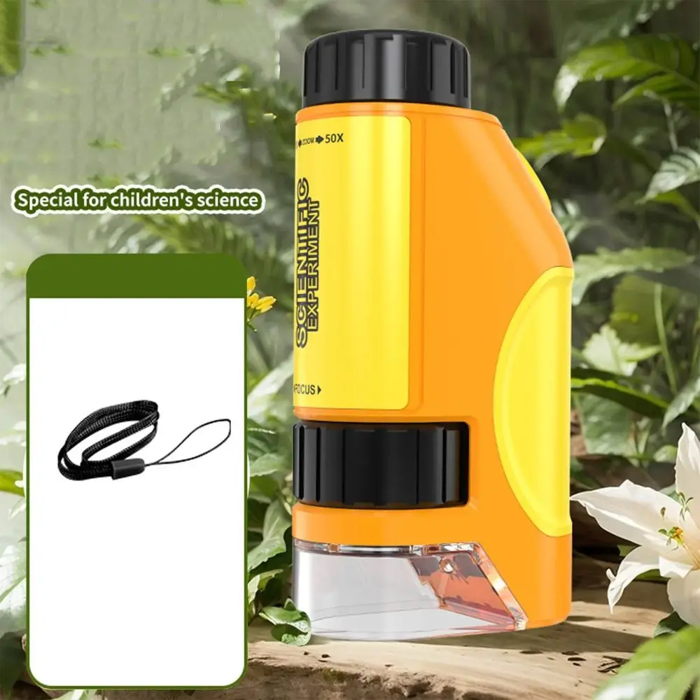 휴대용 어린이 현미경 줌 50x-300x LED 광원 교육 현미경 고화질 배터리 구동