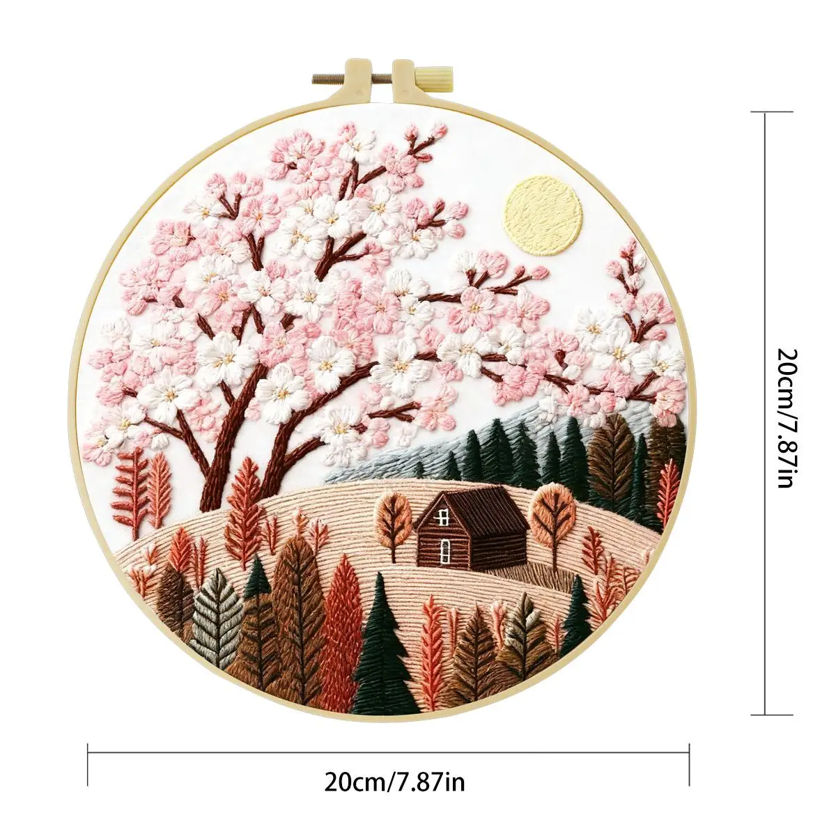 1 Stück 20X20CM/15X15CM 7,87/6,3 Zoll Schönes Landschafts-Stickerei-Starter-Kit DIY-Kit DIY-Stickerei-Set Handarbeiten Heimdekoration – Detail 3