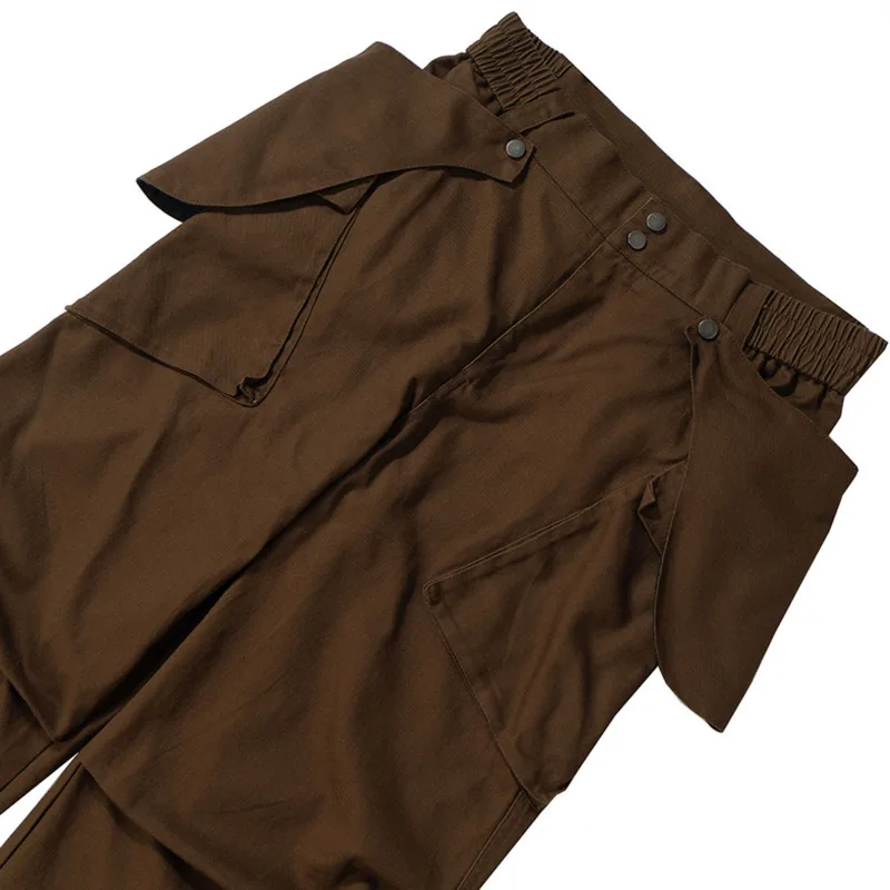 HKSH Spring Autumn New Man Trendy Dark Punk Straight Detachable Functional Pockets Wide Leg Casual High Street Ins Pants HK14249