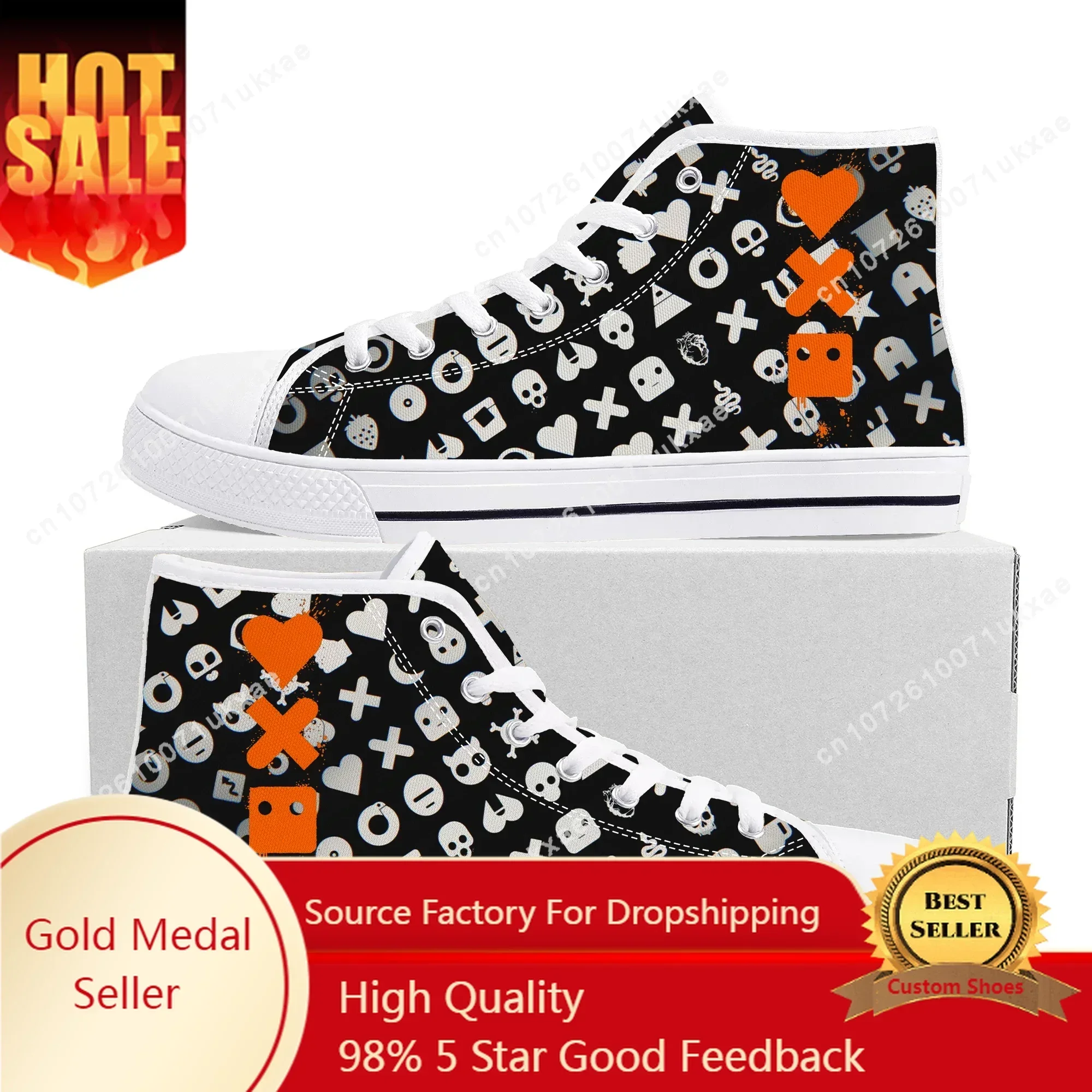 Love Death Robots High Top Sneakers Mens Womens Teenager Canvas High Quality Sneaker Casual Custom Made Shoes Customize DIY Shoe