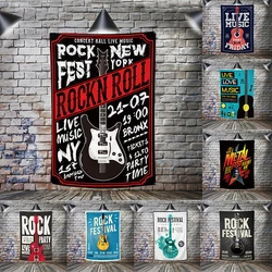 Rock Roll Music Poster Flag Polyester 3*5FT 90*150CM Hang Home Decoration Wall Banner Metope Adornment 4 Grommets Custom