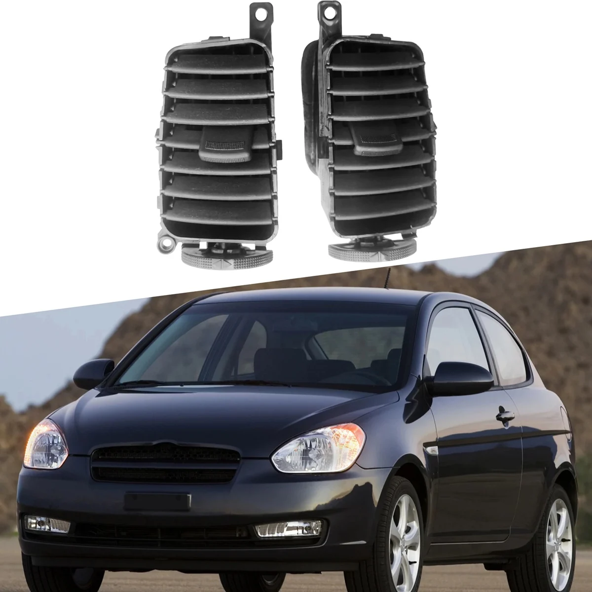 Panel de rejilla de salida de ventilación de aire para tablero Central delantero, 2 uds., para Hyundai Accent Hatchback 2006 - 2011 974101 E000 974201 E000