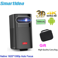 Smartldea New Arrive Auto Focus 1080P Projector Portable 4K 3D Full HD Projector Android 5G Wifi build 15000mAh battery BT5.0