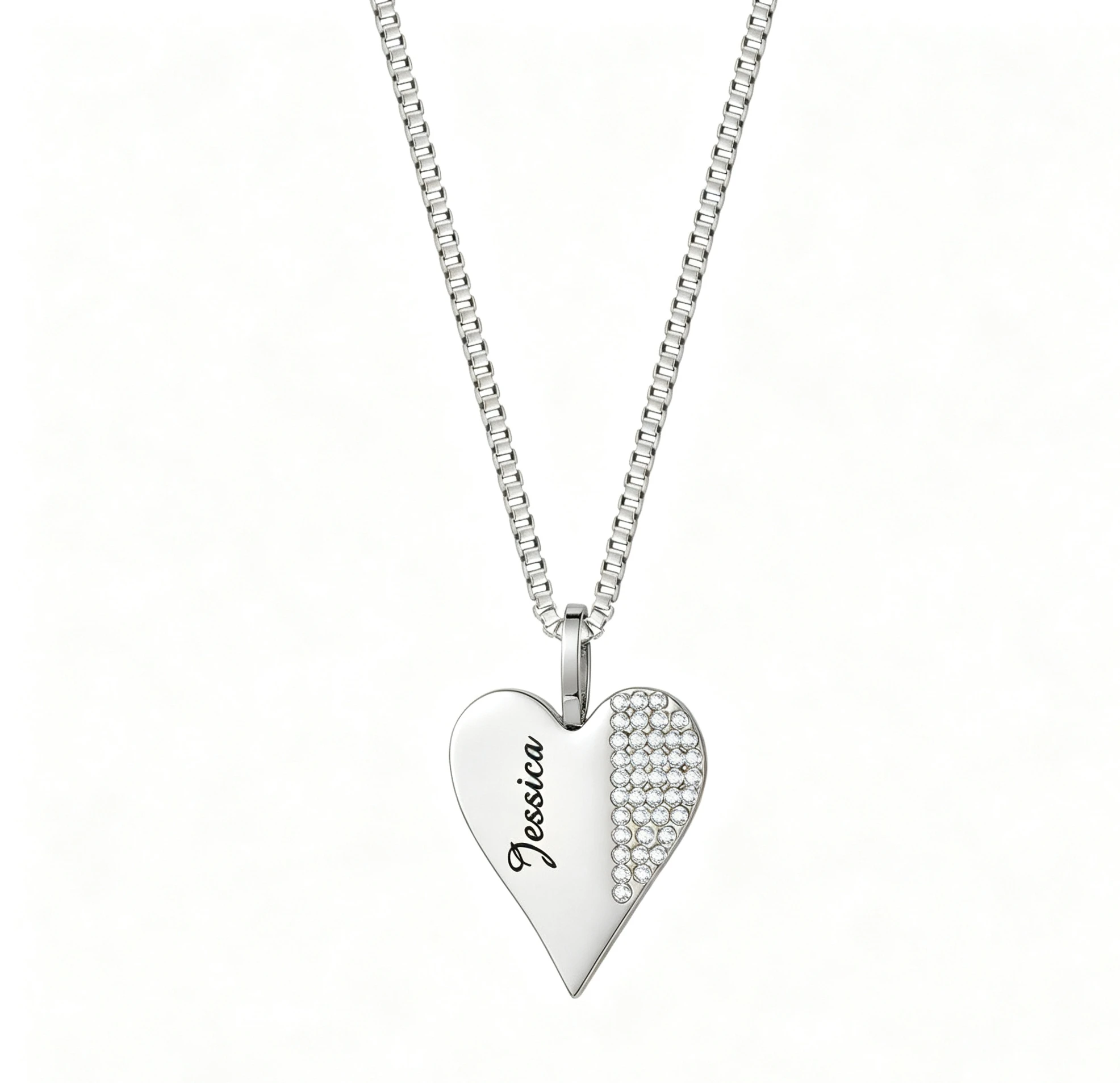 18K Gold Plated Engravable Blessing Lab Made Emerald Pendant Necklace-Heart Shape