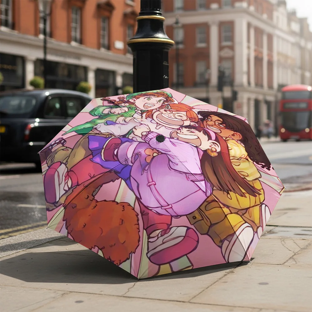 

Cartoon Printed Portable Foldable Design Umbrella with 8 Ribs Casual Outdoor Accessory for Halloween and Christmas Birthday Gift
