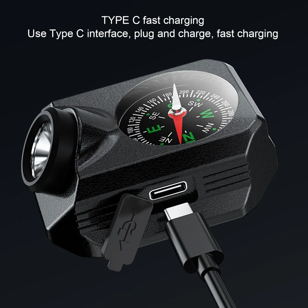 

Durable Waterproof Wrist Flashlight 5 Modes Lightweight Watch Flashlight Built-in Compass Wrist Light Hiking