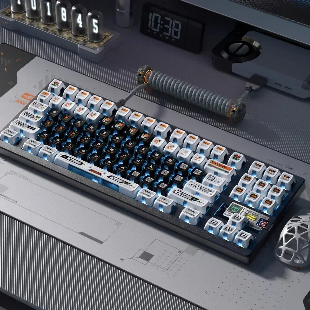 PIIFOX Ghost Hacker Keycaps Customized Mechanical  Keycaps Thermal Sublimation PBT Material 125 Keys Light Transmission Goodlook