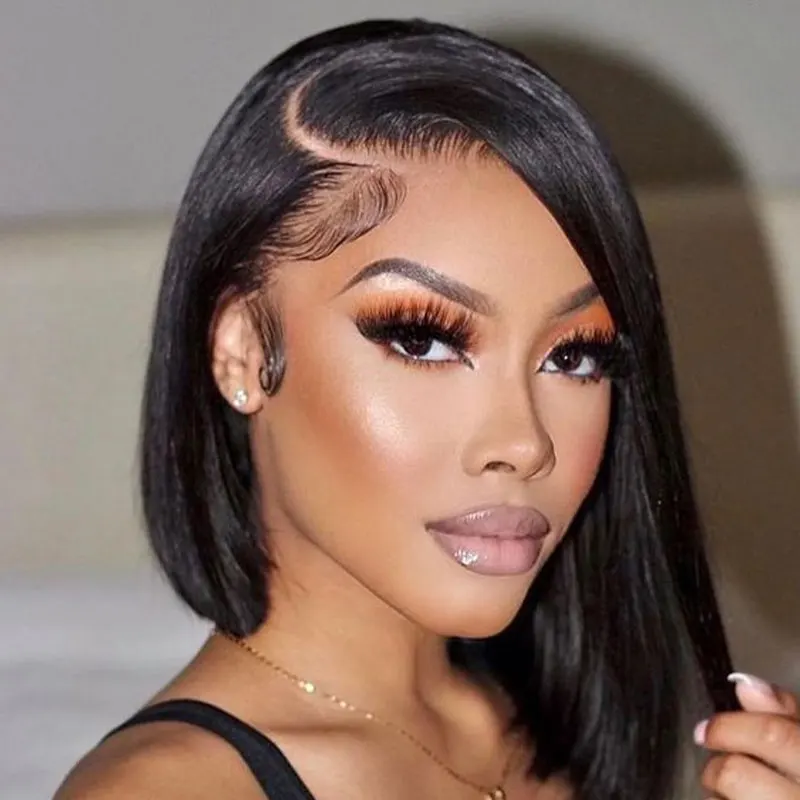 Glueless Bob Human Hair Wigs for Women Straight Side Part Lace Wig Brazilian Human Hair Ready To Wear Perruque Cheveux Humain