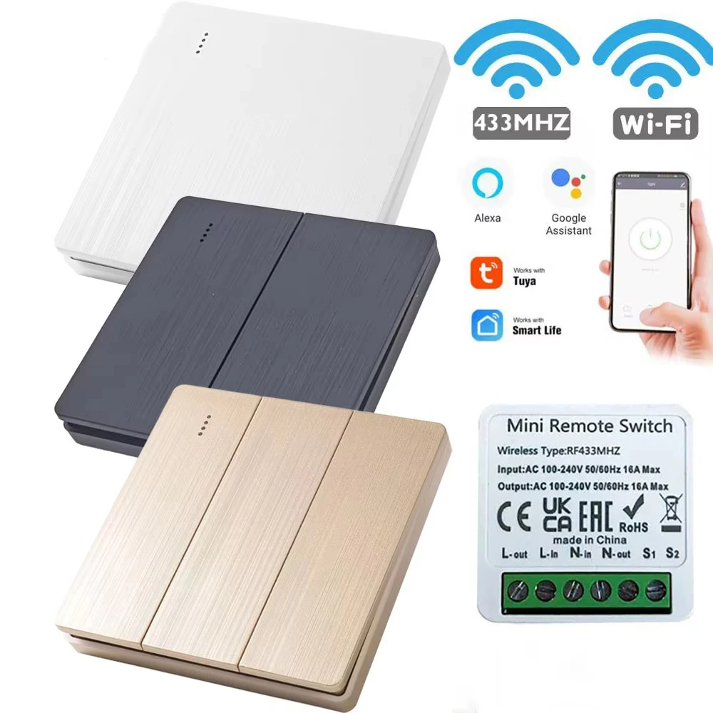 Wireless Smart Switch Light 433MHz 1/2/3Gang 86 Wall Panel Switch with Remote Control Mini Relay Receiver Home Led Light Lamp