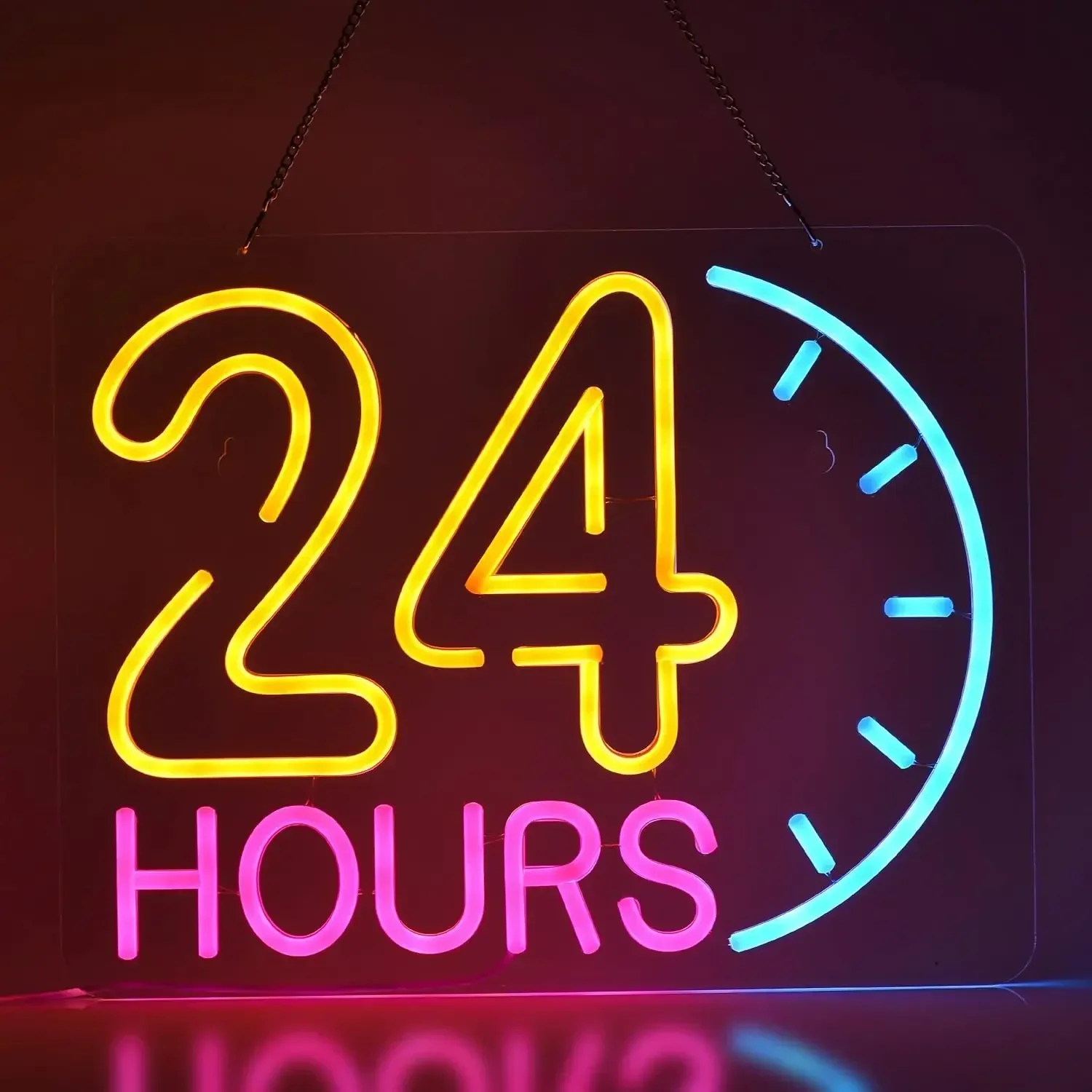 

24-часовая неоновая вывеска, светодиодная 24-часовая неоновая вывеска с питанием от USB для ресторана, бара, кафе, цветочного магазина, украшения для вечеринки