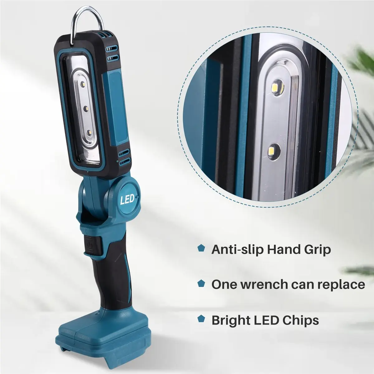 Lanterna de Trabalho Recarregável Sem Fio DT81 21V, Lanterna Portátil Dobrável para Bateria Makita 18V (Sem Bateria)