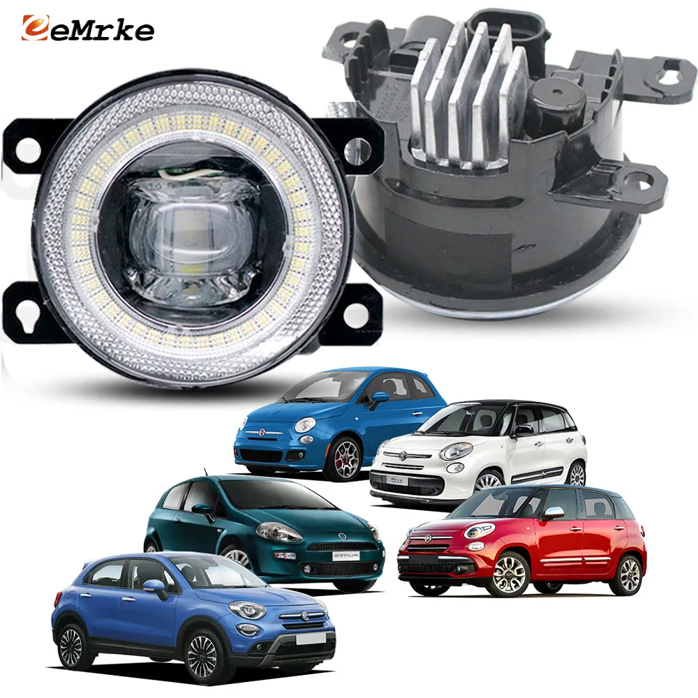 30W Replace For Fiat 500 Sport / 500L 330 / 500L Trekking Cross 500X Punto Fog Lights Upgrade Angel Eyes Aperture Accessories