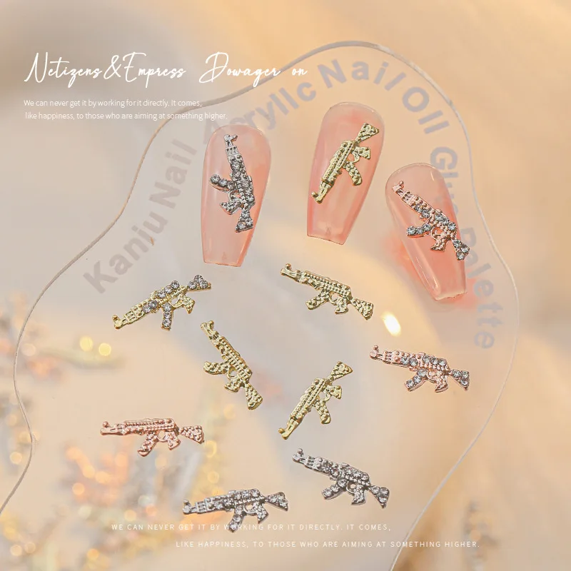 다이아몬드 장착 총 장식 합금 금속 네일 장식 시뮬레이션, 제다이 무기 모델 액세서리, 네... - 2