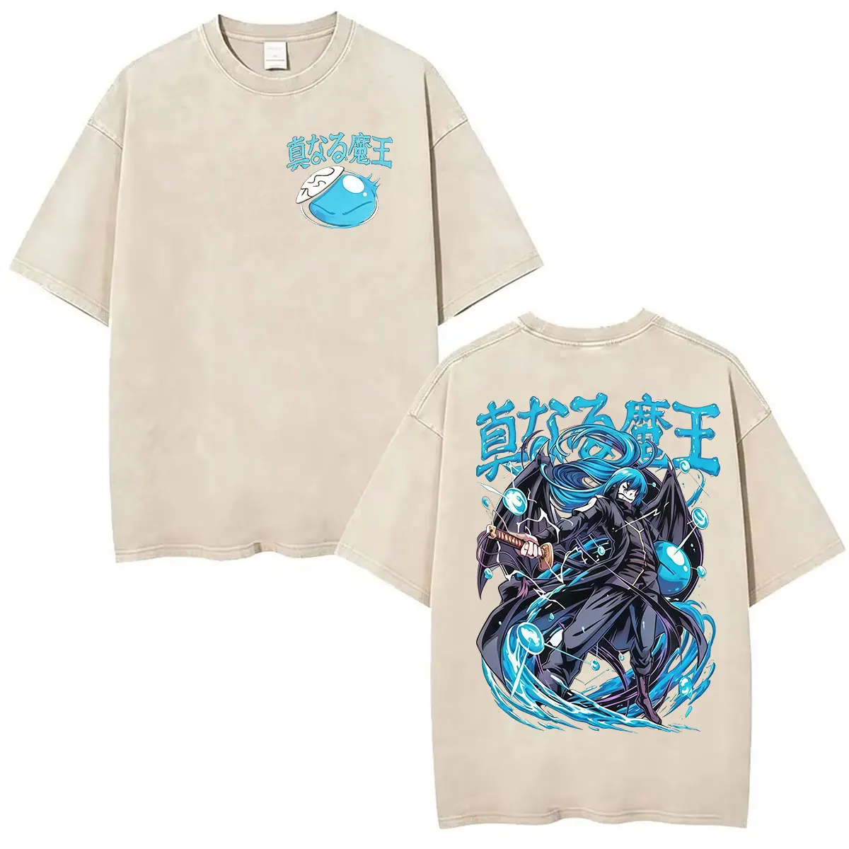 Anime That Time I Got Reincarnated As A Slime Vintage Washed T Shirts Men Women O-Neck Fashion Short Sleeve T-shirt Streetwear