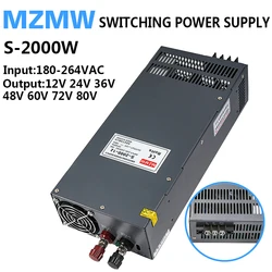 2000W Switching Power Supply 180-264V AC to DC 12V 24V 36V 48V 60V 72V 80V Industrial SMPS Transformer LED High Power Supplies
