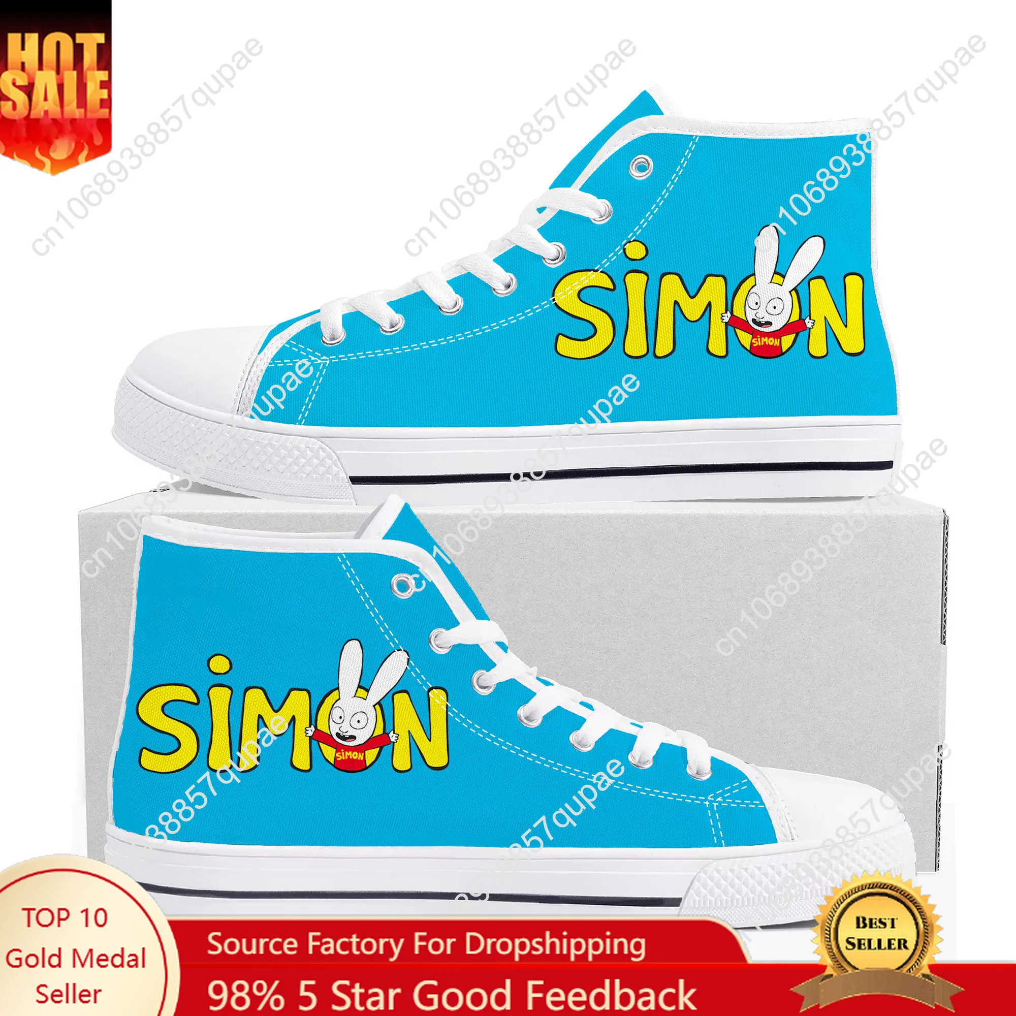 Simon Logo Pattern Bunny Cartoon High Top High Quality Sneakers Men Women Teenager Canvas Sneaker Couple Shoes Custom Made Shoes