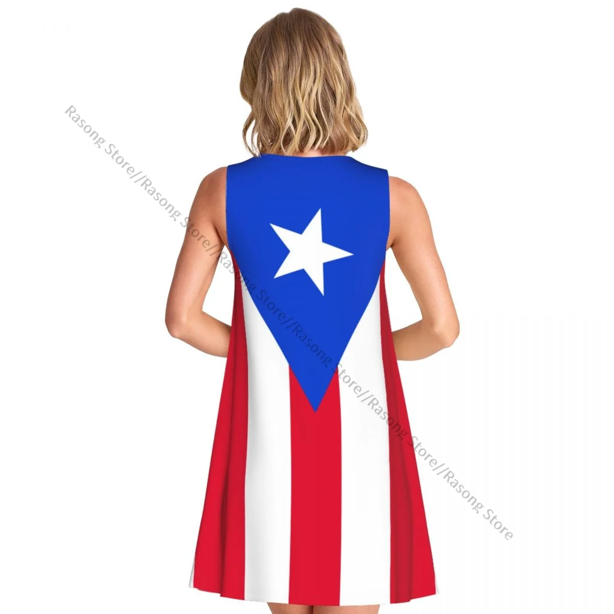 ชุดสตรีเปอร์โตริโกธงฤดูร้อน Casual T เสื้อชายหาดชุดถัง