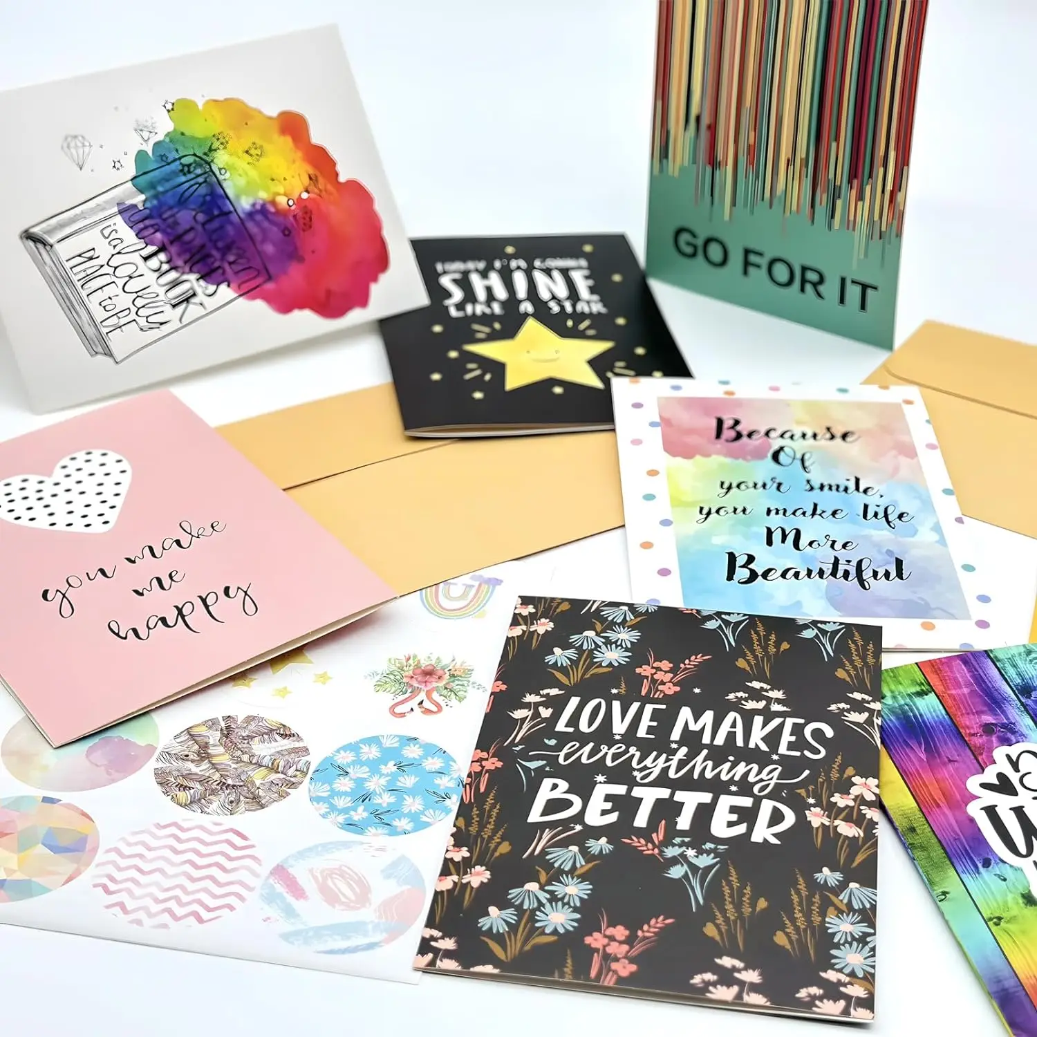 24 Cards with Envelopes and Stickers，Motivational Cards with Envelopes Inspirational Cards with Envelopes Encouragement Greeting