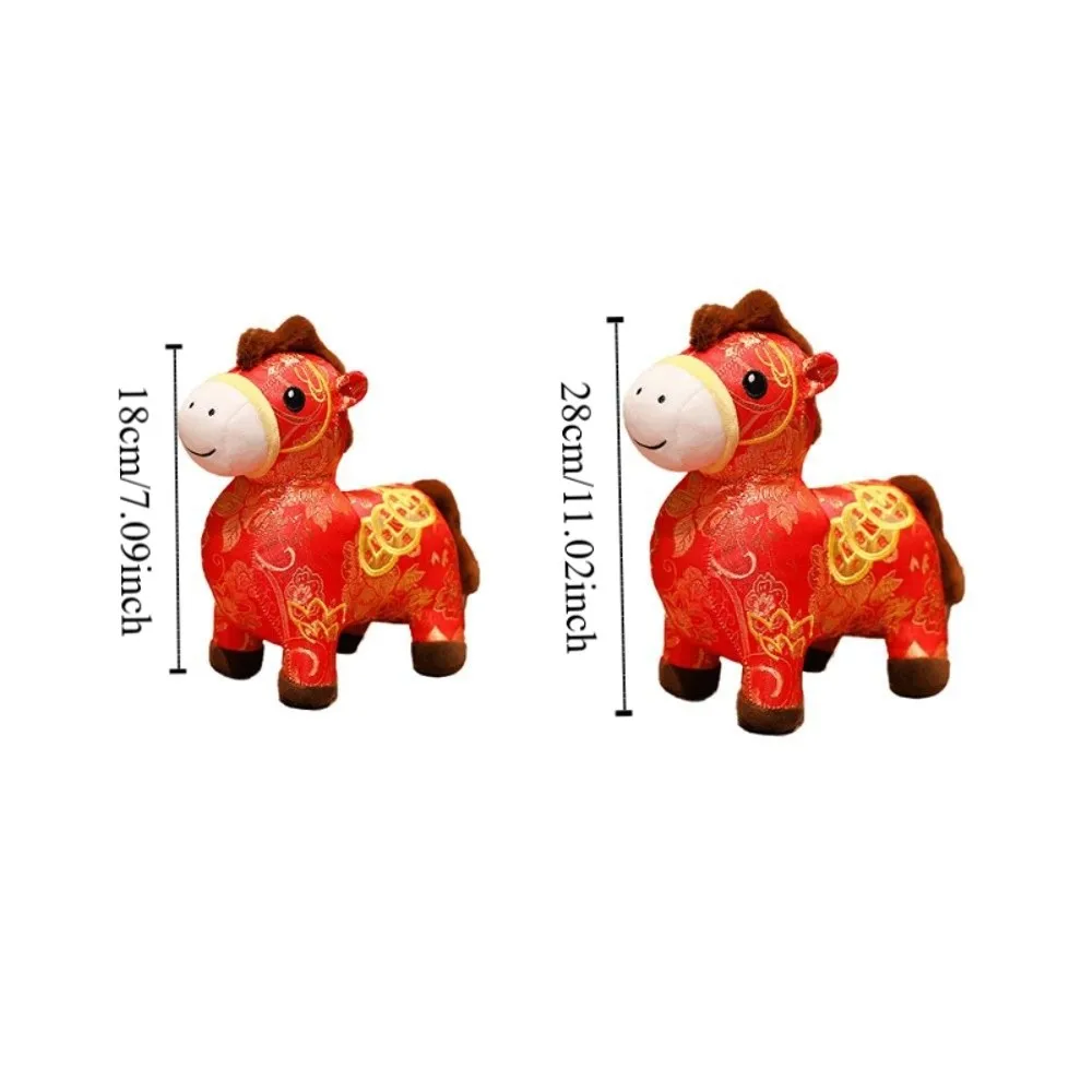 Dessin animé traditionnel Animal cheval en peluche chanceux mignon poney broderie 18/28 cm mascotte Festival de printemps