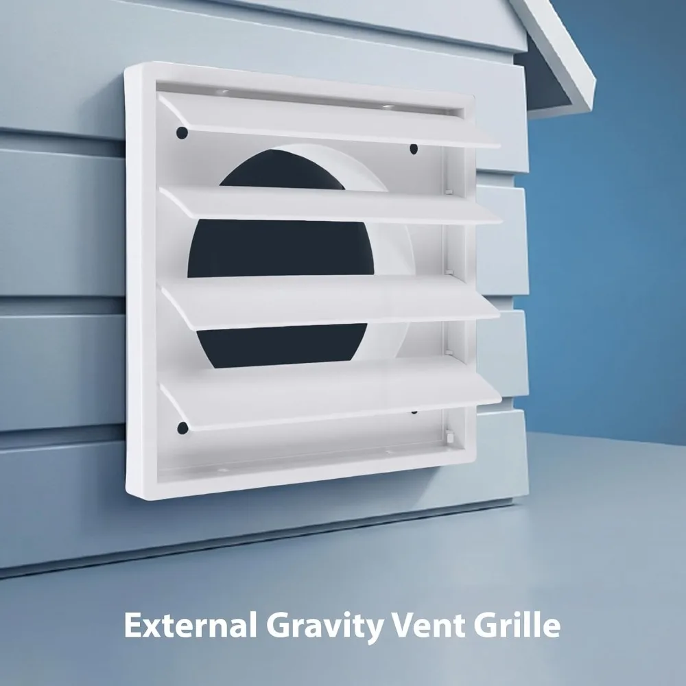 Self Closing Gravity Vent Cover Dustproof Mesh 8 Inch Interface Louvered Vent Cover 200mm Size ABS Material Exhaust Vent Cover