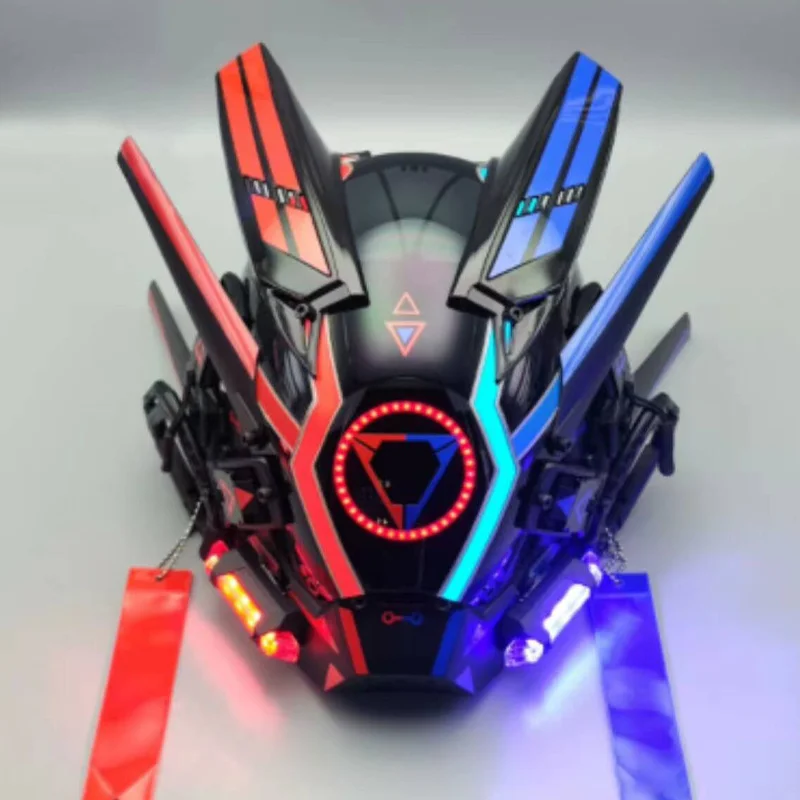 

2024 Multi Style Cyberpunk Mask Role-Playing Shinobi Mask Light Circle And Dual Light With Light Birthday Gift For Friend Boy