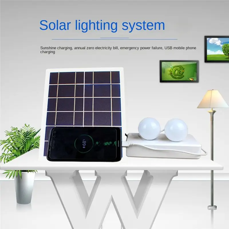 *AA99Z Solar Panel Light 2 Bulb Set Camping Solar Charger Energy Saving Solar Light Outdoor Indoor Rechargeable LED Light