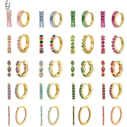 925 Sterling Silver Needle Colorful Crystal Small Hoop Earrings for Women Premium 18K Gold Earrings Hoop Party Luxury Jewelry