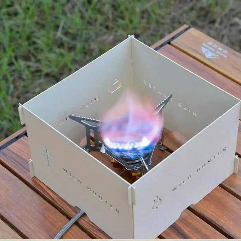 Outdoor Stove Windscreen Thickened Folding Cassette Stove Windscreen Portable Camping Stove Windproof Heat Gathering Plate New