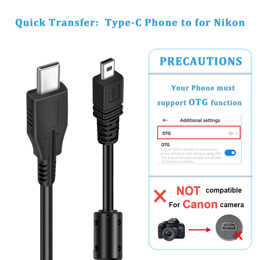 Camera OTG Cable,Type-C to Mini 8Pin,Photo Transfer+Charging,Compatible with Canon/Sony/Fuji,Instant Photo Transfer Cable