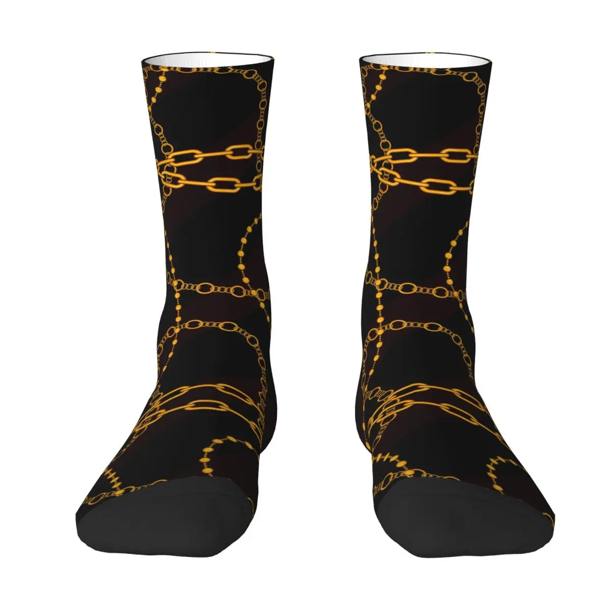 Golden Chain Socks Links Print Gothic Stockings Spring Anti Skid Female Socks Breathable Design Running Socks