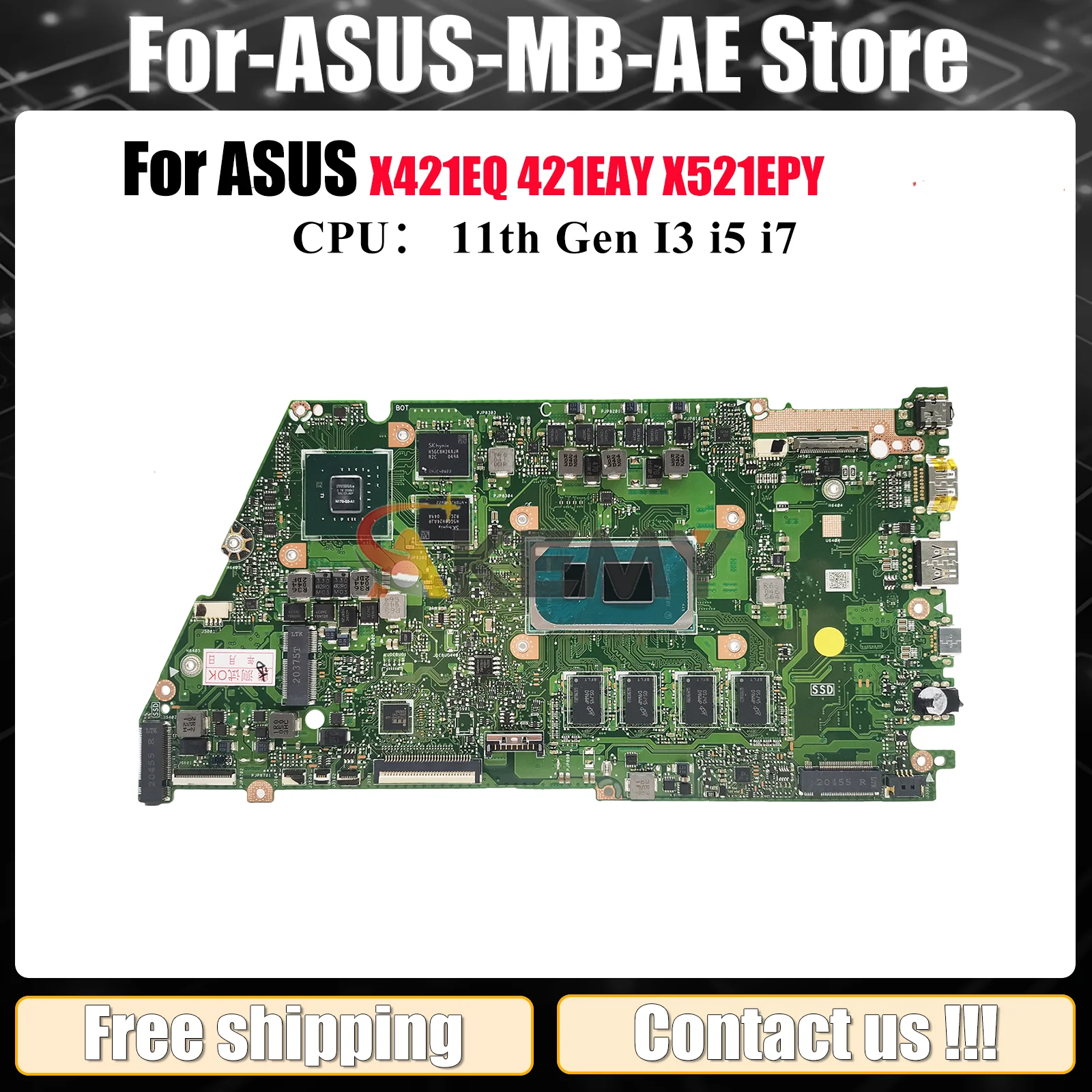 

X421EQY Laptop Motherboard For ASUS X421EQ K533E R521E S533E X521E X521EPY 421EAY V533E I521E X521EQ Mainboard 11th Gen I3 i5 i7