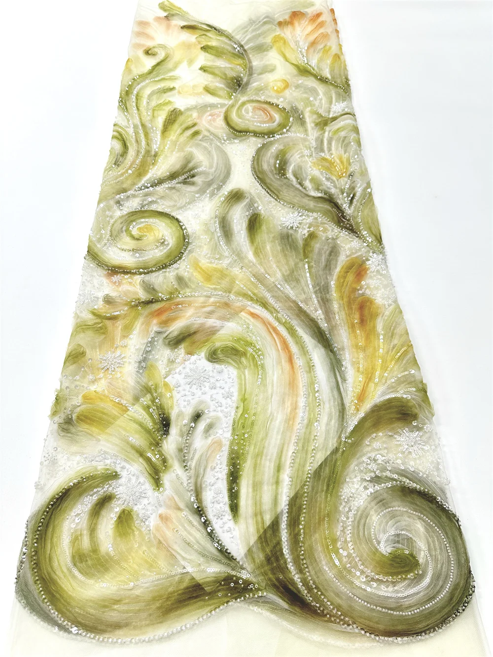 

2026 African French Tulle Lace Soft Chiffon French Mesh Net Lace Fabric with Sequins Beads Nigerian Tulle Lace For Wedding Dress