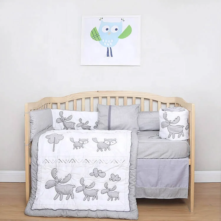 Custom Make Cotton Knitted Cotton Baby Blanket Baby Bedding Set