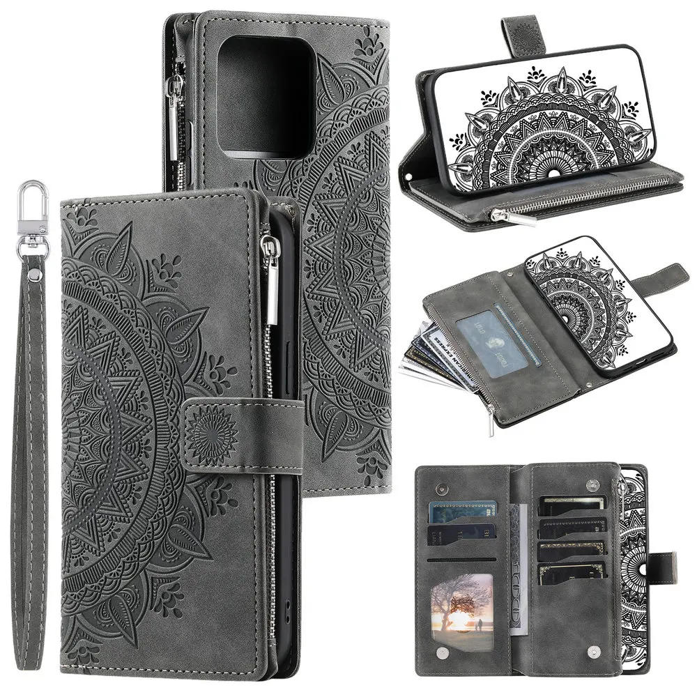 

Кожаный флип-чехол на молнии с 8 картами для Xiaomi Poco X7 Pro M7 X6 M6 F6 5G, чехол-бумажник с магнитом и карманом для карт, Funda Poco M7 Pro X 7 M 6