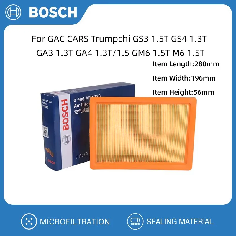 BOSCH Air Filter For GAC CARS Trumpchi GS3 1.5T GS4 1.3T GA3 1.3T GA4 1.3T/1.5 GM6 1.5T M6 1.5T 201000SASV0000