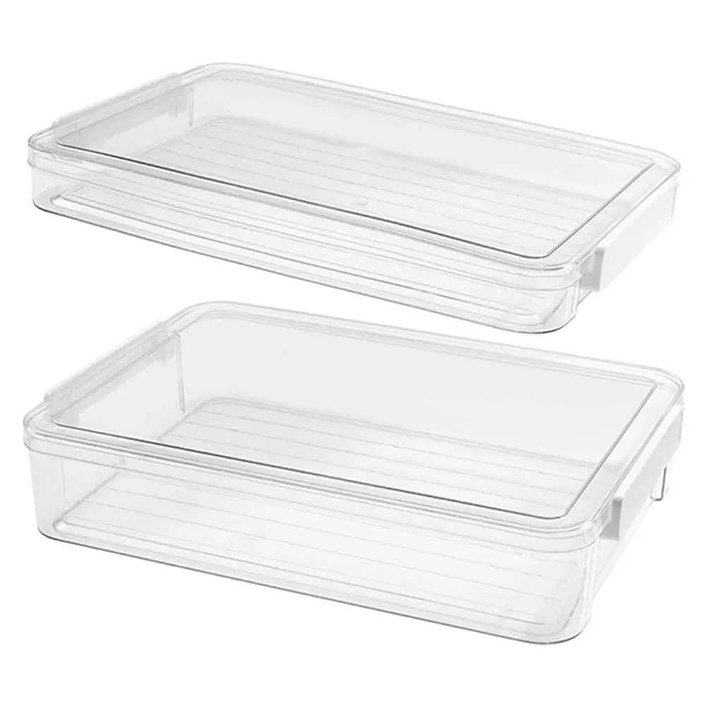 

2pcs Plastic File Organizer Box For A4 Documents Certificate Storage Case Buckle Lid Waterproof Travel Supply Small Items Holder